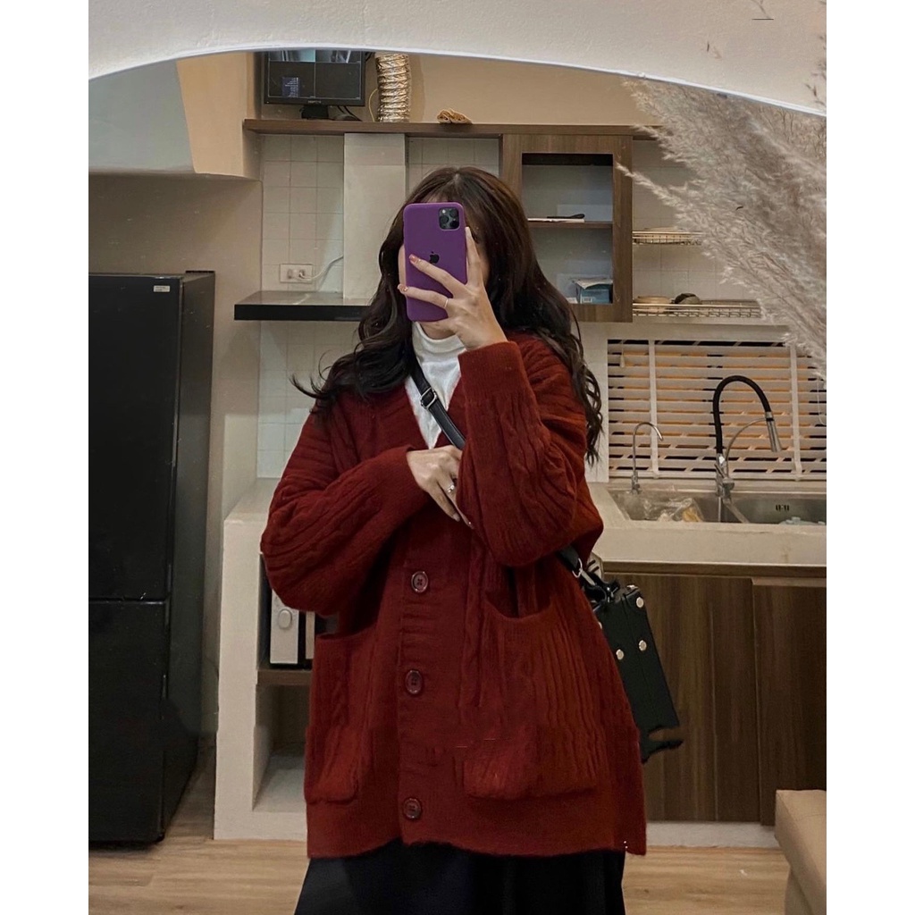 Áo cardigan len lông thỏ dầy dặn, áo khoác cardigan kèm ảnh thật hàng Quảng Châu - Xưởng May Hạnh Hồng | BigBuy360 - bigbuy360.vn