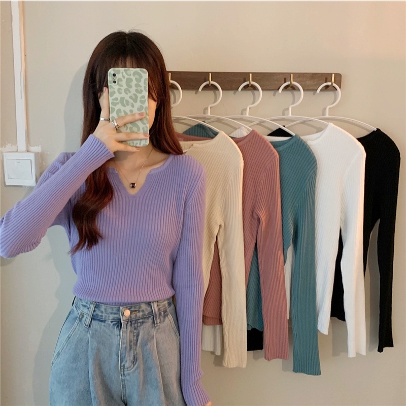 NZN Áo Len Dài Tay Cổ Chữ V Thiết Kế Mới Thời Trang Mùa Thu Theo Phong Cách Hàn Quốc Dành Cho Nữ