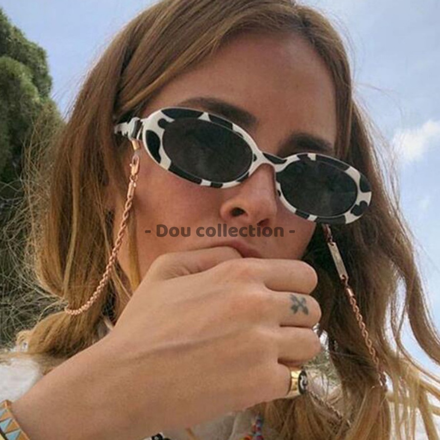 Kính Mát (Kính Râm) Cao Cấp Hình Oval Retro Gọng Nhựa Phong Cách Hàn Quốc - Dou Collection - Mã MK035