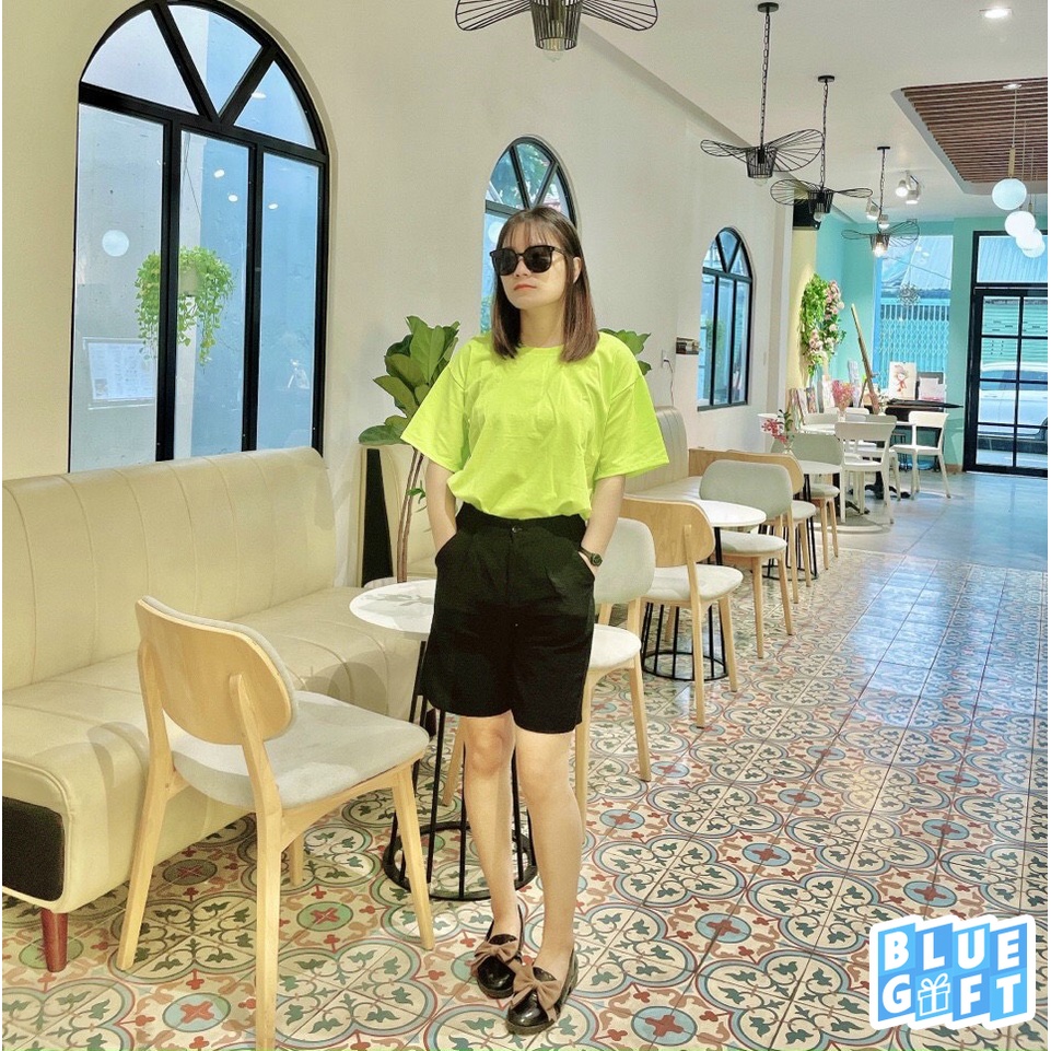 Áo Thun Xanh Neon, Áo Thun Nữ Màu Xanh Dạ Quang, Áo Phông Cotton Nữ - Blue Gift