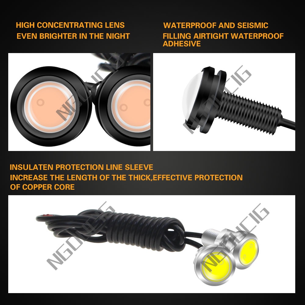 Đèn Led Mắt Đại Bàng HD Cảm Biến Sương Mù Chống Nước 18mm 23mm 12v Cho Xe Máy