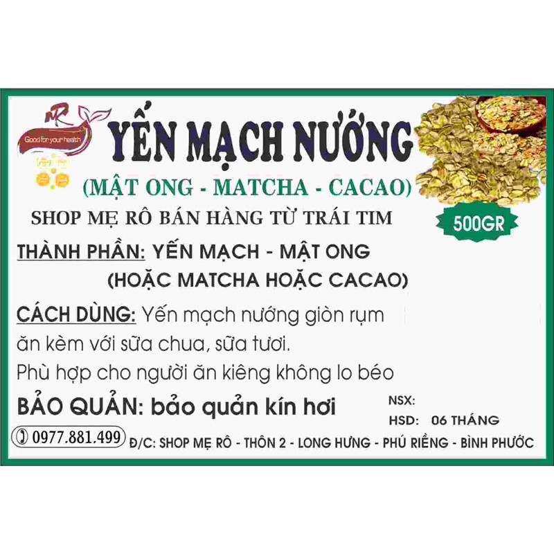 500GRAM YẾN MẠCH NƯỚNG MẬT ONG SHOP MẸ RÔ