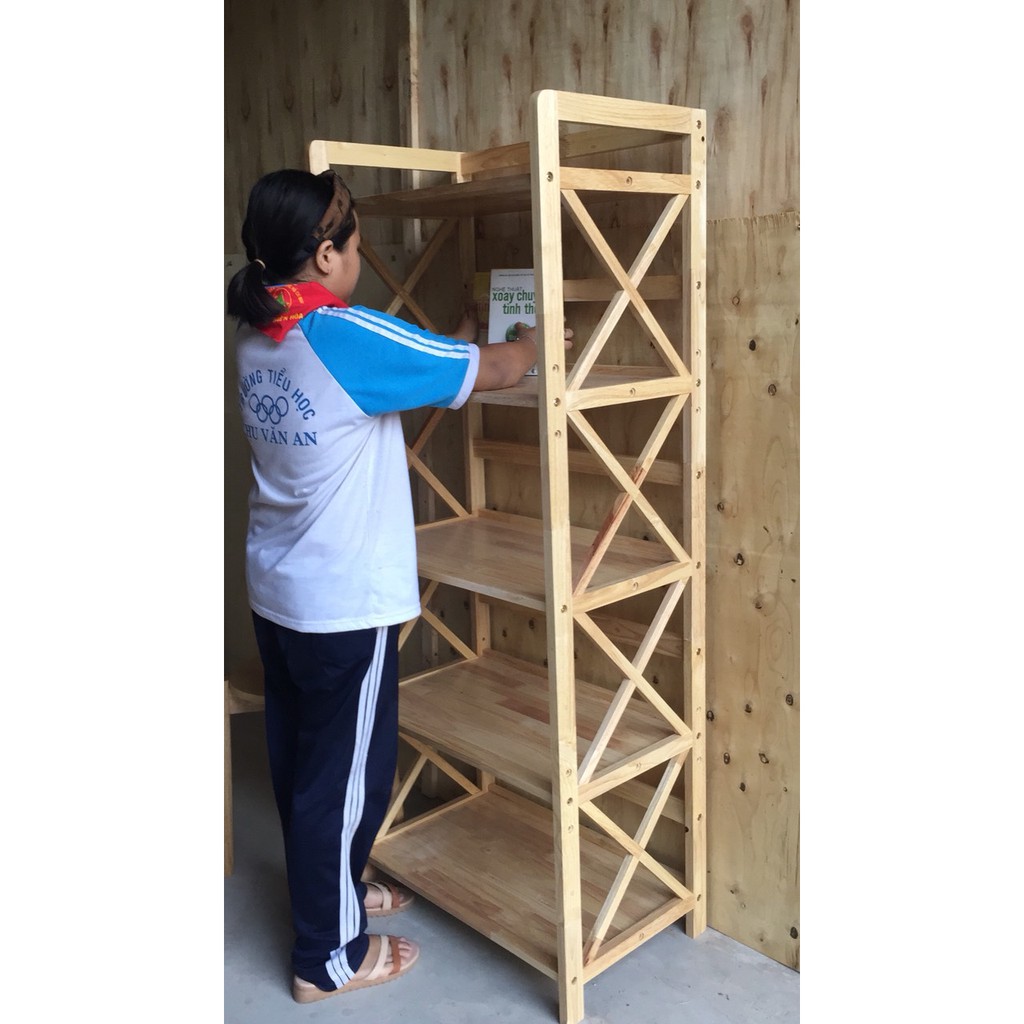 KỆ VI SÓNG CHỮ X 5 TẦNG GỖ CAO SU NÔI THẤT TC205