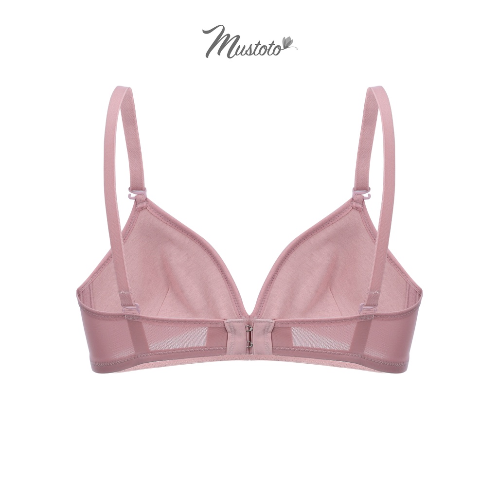 Combo 2 Áo Lót Nữ Mút Mỏng 0,2cm Không Gọng Trơn Size Lớn Hồng Đất Da Nhạt (Mustoto MA22)