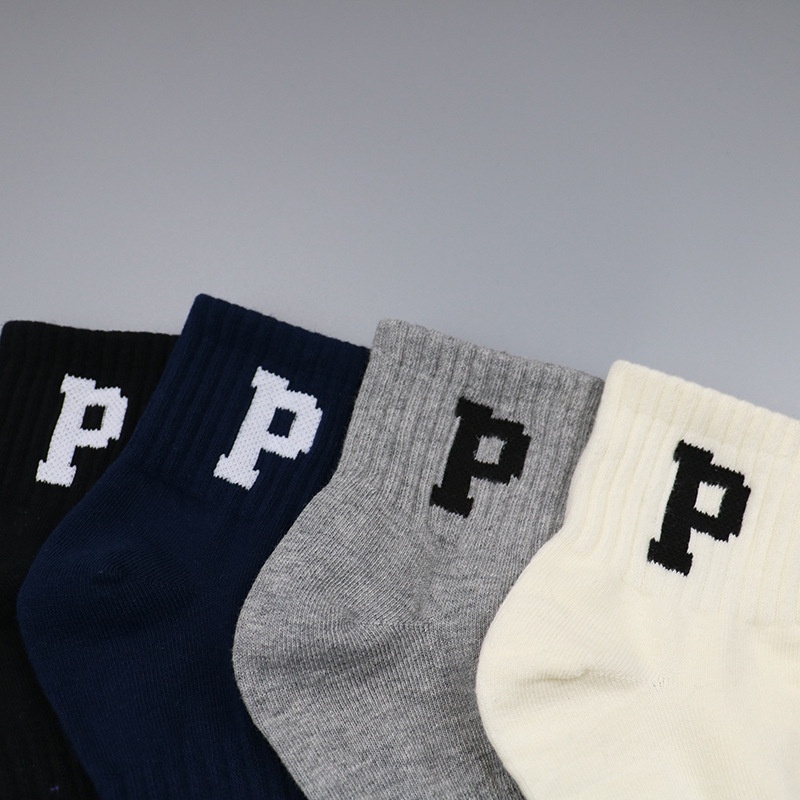 Vớ Thể Thao Chất Liệu Cotton Nguyên Chất In Chữ P Thời Trang Đường Phố Cho Nam Và Nữ