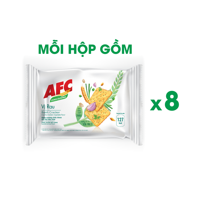 [Mã FMCGMALL giảm 8% đơn 250K] Combo 2 hộp bánh quy dinh dưỡng AFC vị rau và bánh quy dinh dưỡng AFC vị lúa mì, 2x200g