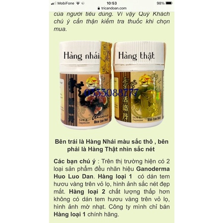 GANODERMA HUO LUO DAN - LINH CHI HOẠT LẠC ĐƠN - Lọ 34 viên