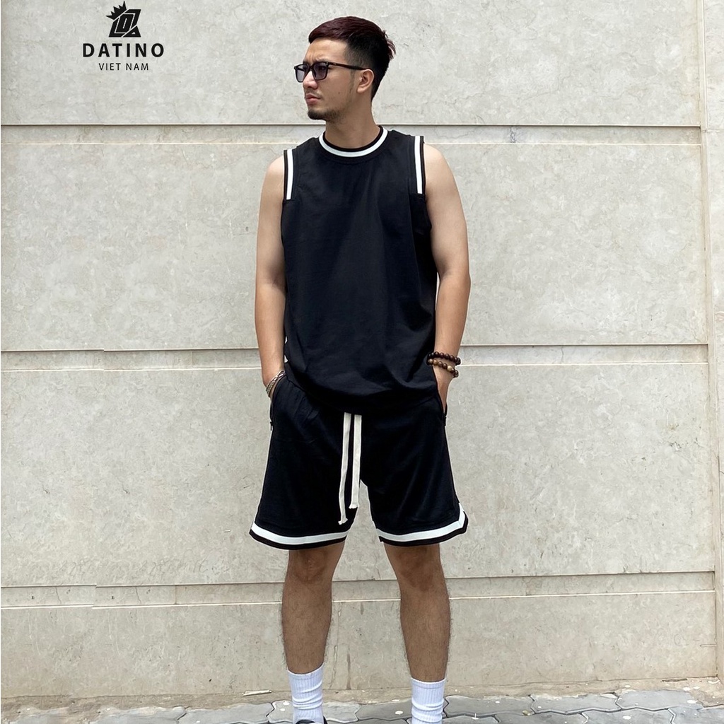 Áo thun tanktop DATINO bo cổ viền vai dệt cực xịn, chất vải 100% cotton 2 chiều mát mẻ