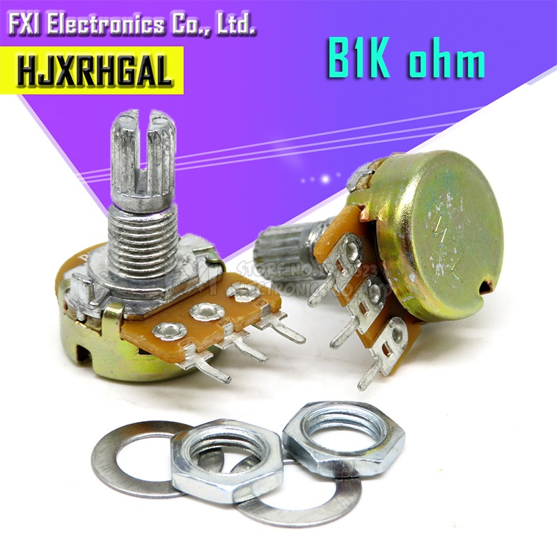 Bộ Chiết Áp Tuyến Tính WH148 B1K 2K 5K 10K 20K 50K 100K 500K 1M 15mm Có Nắp 3pin