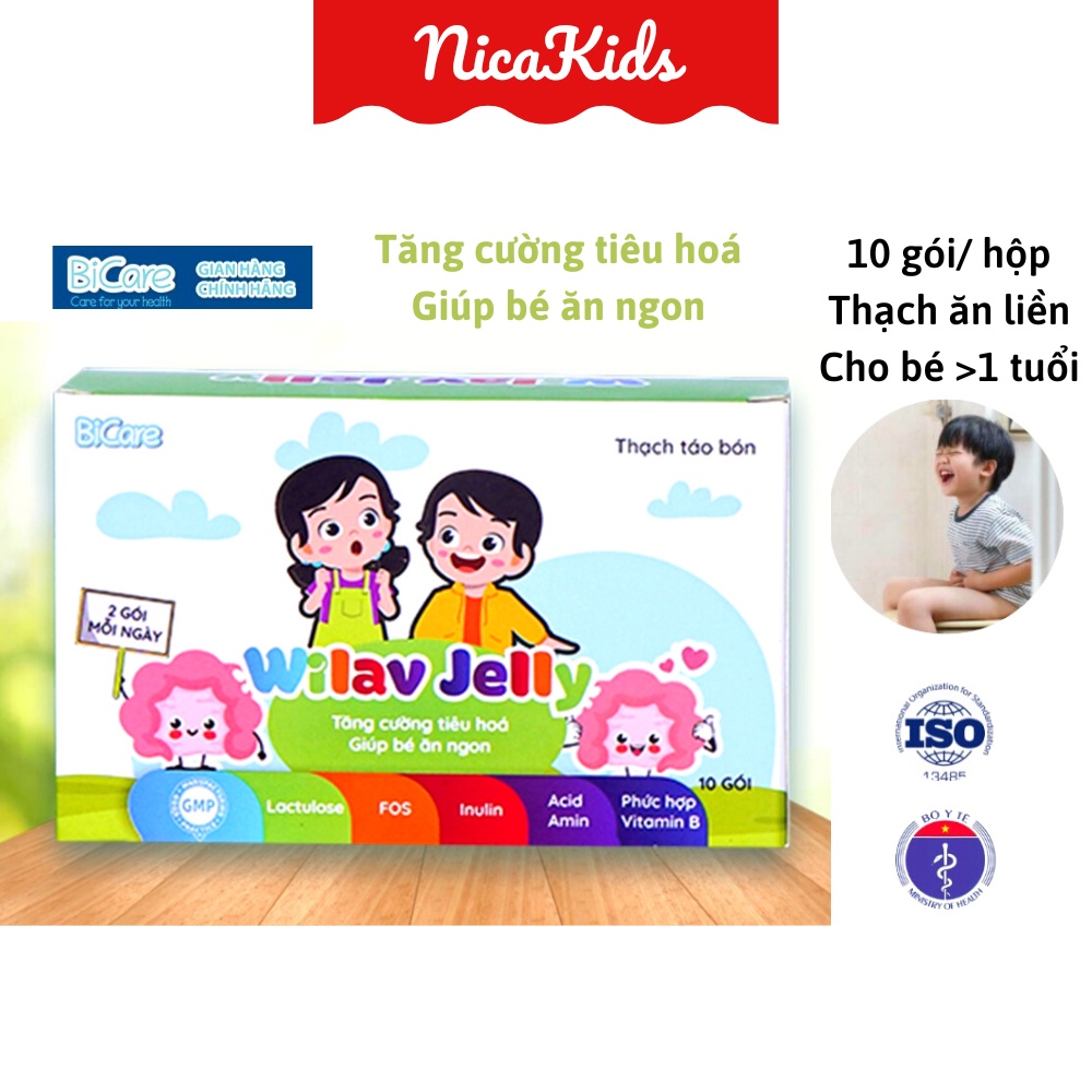Thạch Táo Bón Wilav Jelly cho bé trên 1 tuổi - Tiêu hóa khỏe - Trẻ ăn ngon (Hộp 10 gói)