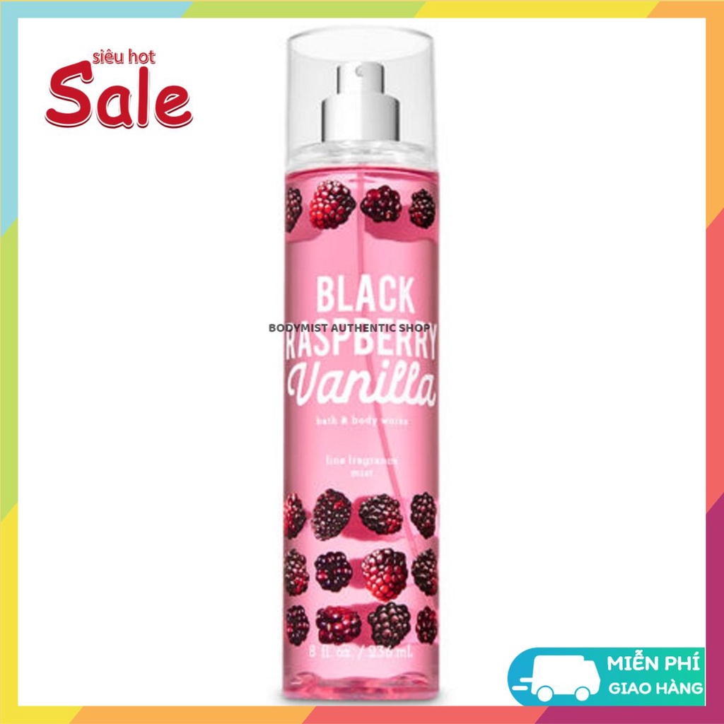 Xịt Thơm Toàn Thân Lưu Hương Mịn Da Bath & Body Works - Black Raspberry Vanilla [𝑩𝒐𝒅𝒚𝒎𝒊𝒔𝒕 𝑨𝒖𝒕𝒉𝒆𝒏𝒕𝒊𝒄]