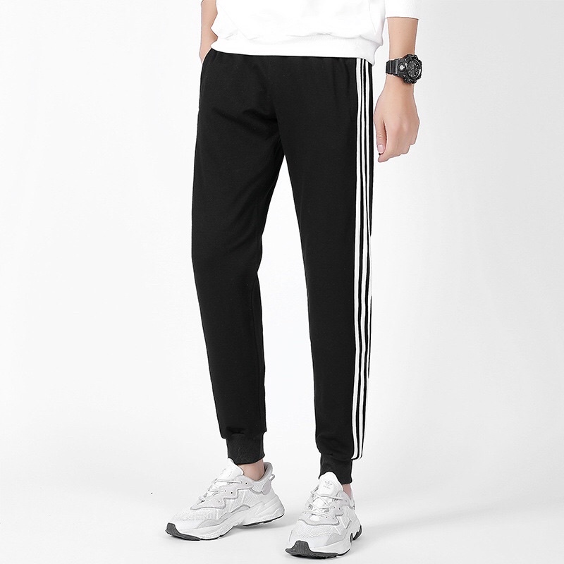 Quần Jogger 3 sọc nam nữ ống bó, quần thể thao adidas nam nữ ống bó, Quần thể dục nam phối 3 sọc