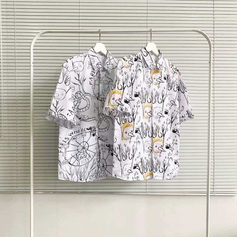 Áo Sơ Mi Tay Ngắn In Họa Tiết Hoạt Hình Phong Cách Hawaii Thời Trang Cho Nam