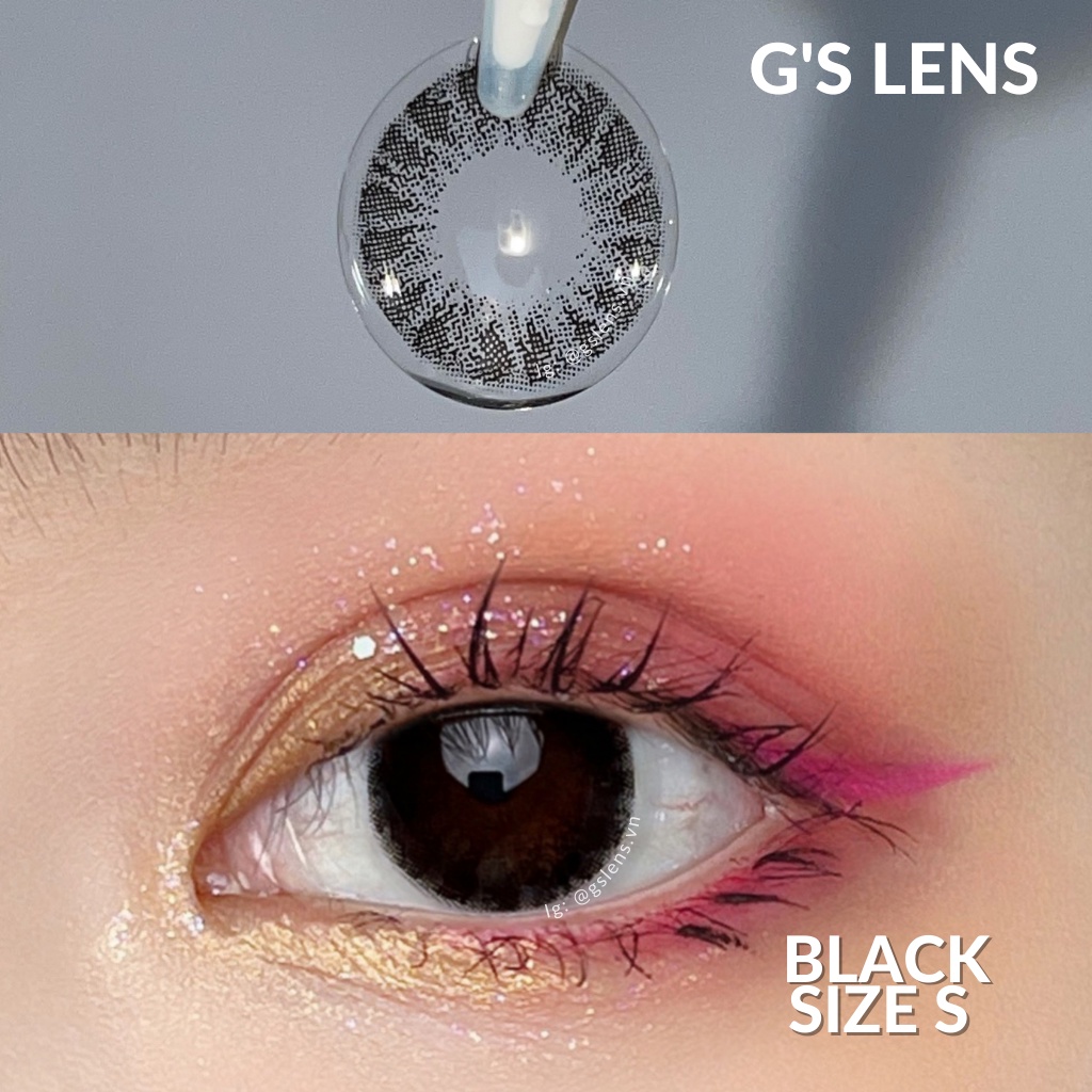 Lens Mắt Kính Áp Tròng Đen Black Giãn Nhẹ Size S 14.2mm Có 0 Đến 6 Độ Cận Có Bán Lệch Độ