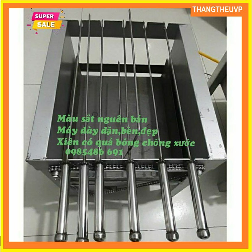 Máy nướng thịt, chả mini tự động 5 xiên - Bếp nướng than, tặng kèm 5 xiên đơn và 1 xiên 3 inox