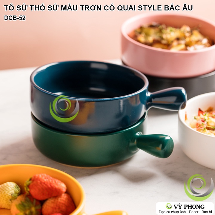 TÔ SỨ THỐ SỨ CÓ TAY CẦM MÀU TRƠN PHONG CÁCH BẮC ÂU TRANG TRÍ BẾP ĐỰNG CƠM CANH ĐẠO CỤ CHỤP ẢNH SẢN PHẨM DCB-52