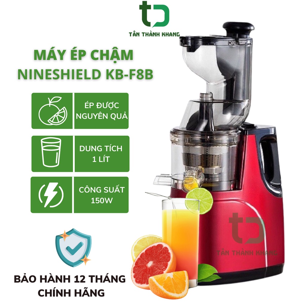 Máy Ép Chậm, Máy Ép Trái Cây Nineshield Cầm Tay Siêu Kiệt Bã, Ép Nguyên Quả, Công Suất Lớn, Dễ Vệ Sinh, Bh 12 Tháng