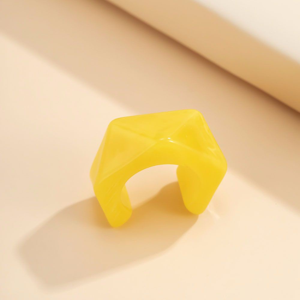 Nhẫn Nhựa Resin Kiểu Hình Học Phong Cách Hàn Quốc 2021