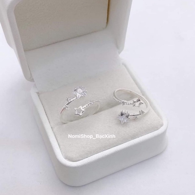 Nhẫn nữ bạc ta dáng hở ngôi sao đá mix xinh xắn Mainomi Shop Bạc Xinh