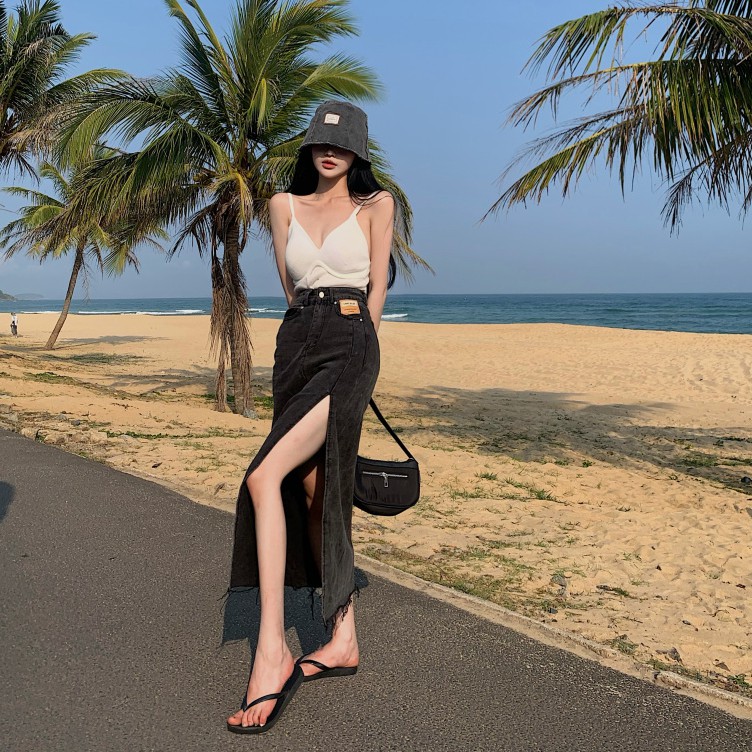 chân váy jean Nữ Lưng Cao Dáng Chữ A Thời Trang | BigBuy360 - bigbuy360.vn