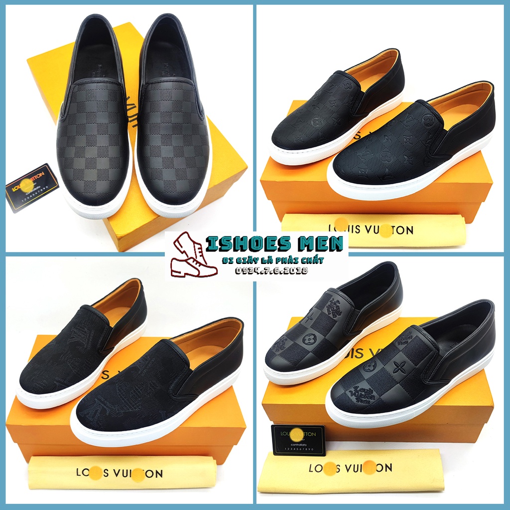 Giày Lười Nam, Giày Slip On LV Nam Da Bò Xịn Đế Kếp Hot Nhất Năm 2021