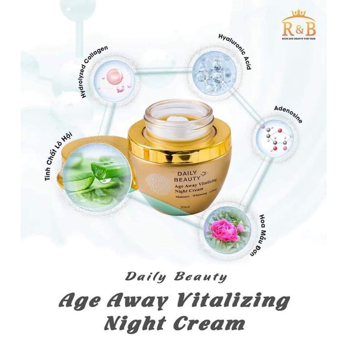 Kem dưỡng ban đêm Daily Beauty Age Away Vitalizing Night Cream dưỡng ẩm, ngăn ngừa lão hóa,  giảm nám tàn nhang. | BigBuy360 - bigbuy360.vn