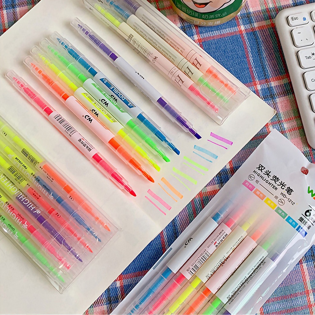 Bộ 6 Bút Dạ Quang Nhiều Màu Sắc