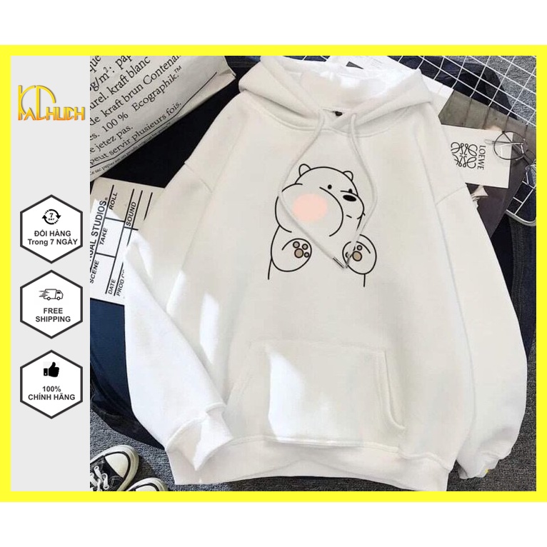 Áo hoodie nam nữ in gấu má hồng,vải nỉ mềm mịn nón 2 lớp