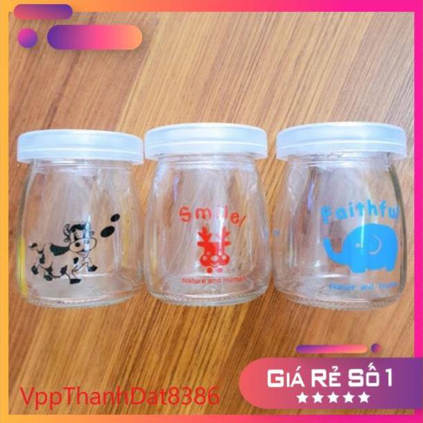 (Sale)  1 HŨ SỮA CHUA CÓ NẮP 100ml hàng dầy đẹp (nhiều hình ngộ nghĩnh)