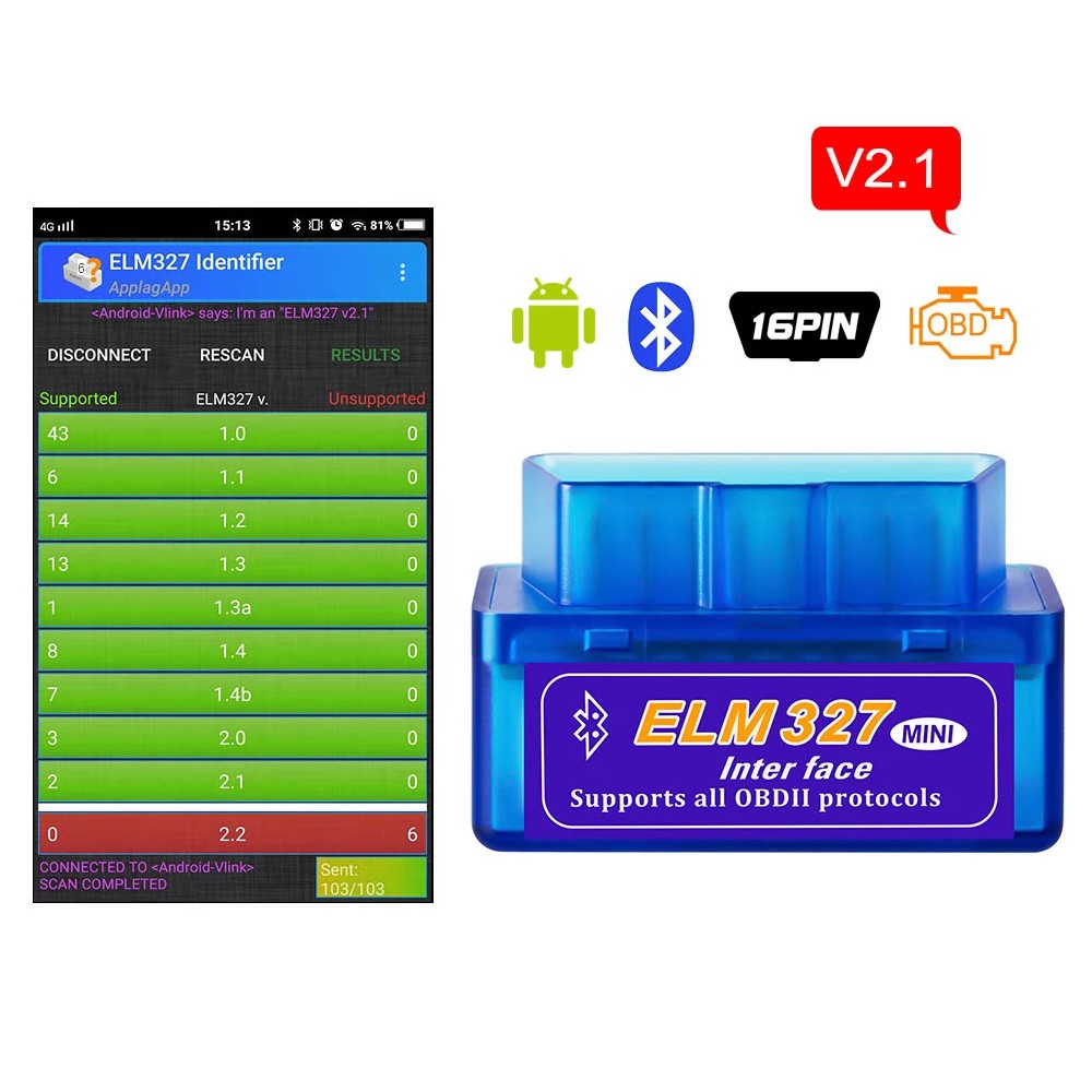 Máy Quét Đọc Lỗi OBD2 ELM327 Kết Nối Bluetooth Kèm Đĩa Cài