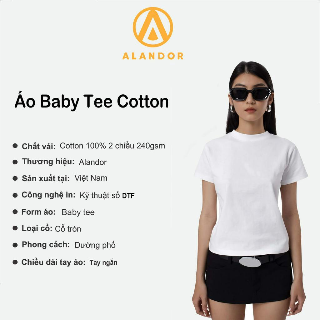 Áo baby tee y2k basic Alandor local brand form ôm body tay ngắn cổ tròn chất cotton 100% co dãn hai chiều mẫu star