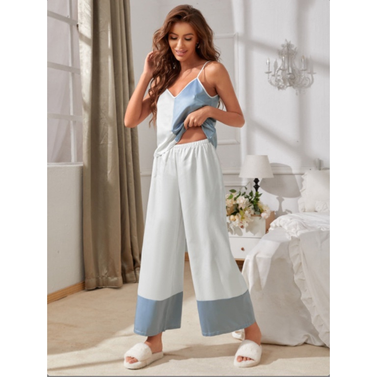 Bộ Đồ Ngủ Bằng Lụa Mát Hai Màu Sắc Thời Trang Mùa Hè Dành Cho Nữ