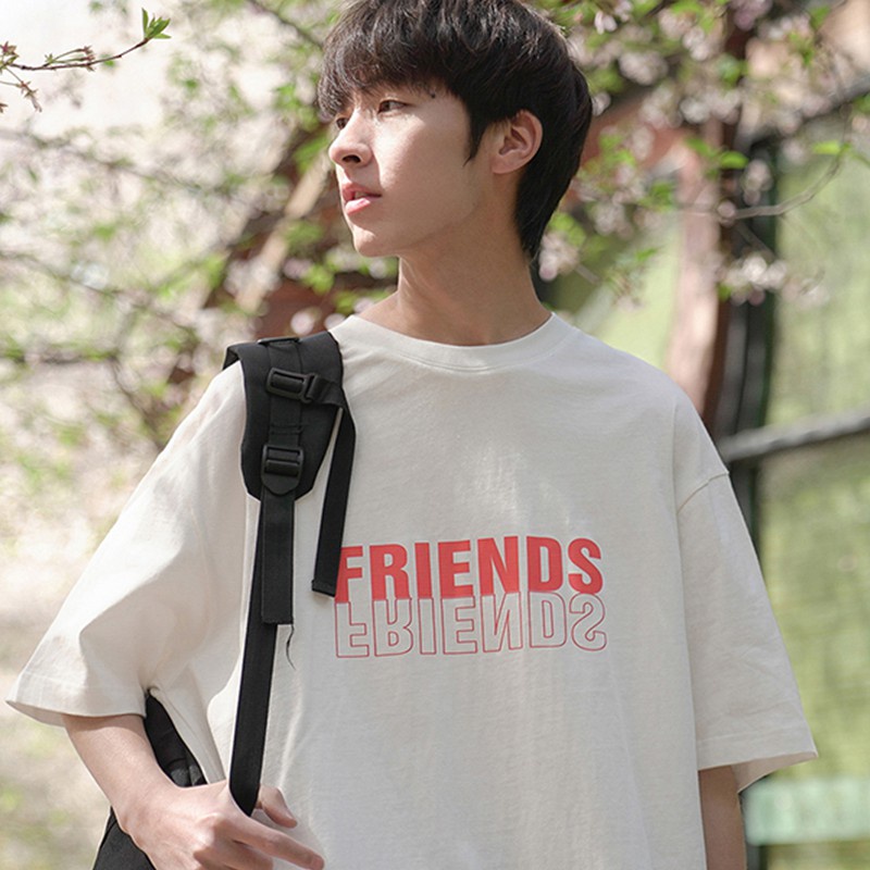 Áo thun unisex tay lỡ nam nữ phông form rộng teen cổ tròn oversize cotton giá rẻ basic đen trắng tee pull FRIENDS