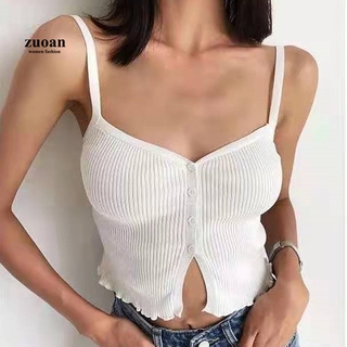 SUXI Áo hai dây cổ chữ V bó sát phong cách gợi cảm cho nữ