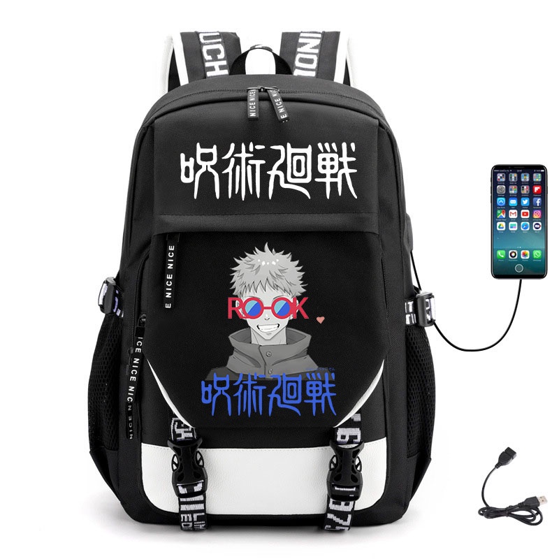 Balo Đựng Laptop in hình Jujutsu Kaisen Chú Thuật Hồi Chiến ver CHỮ DÀI anime chibi cặp sách nam nữ đi học