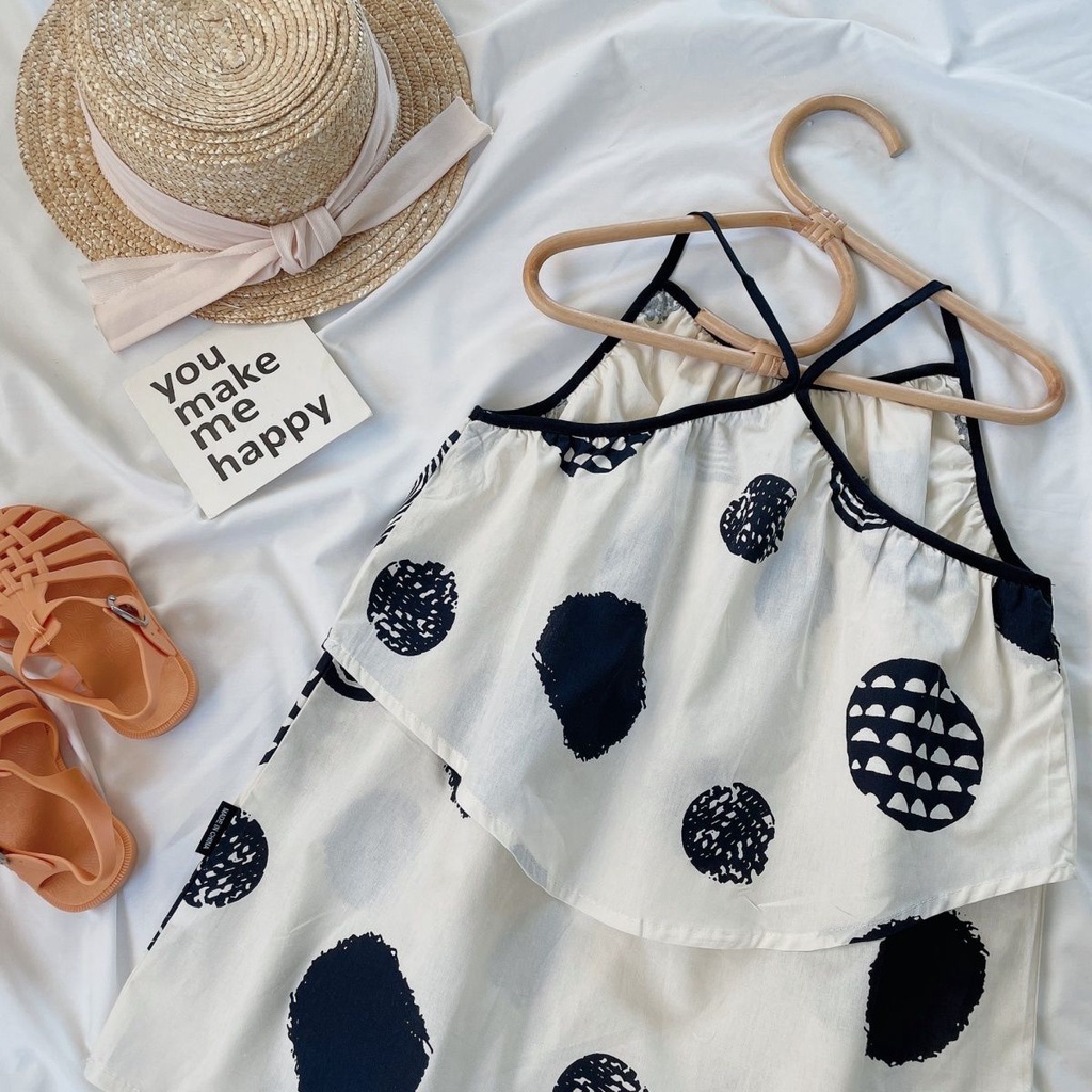 Đầm Công Chúa Mùa Hè Hai Dây Tay Cộc In Họa Tiết Hoa Phong Cách Mori Hàn Quốc Hợp Thời Trang Cho Bé Gái 5 Tuổi