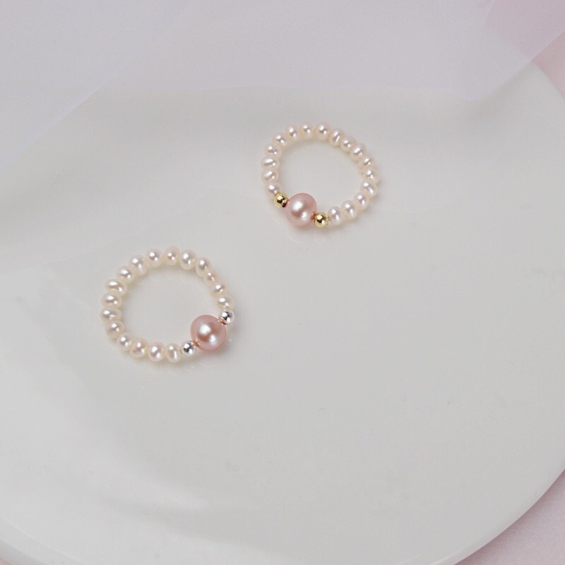 Nhẫn Ngọc Trai Hạt 3 Ly Mặt Hồng Thời Trang, Dễ Thương Cho Nàng - Ngọc Trai Trường Thịnh