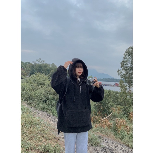 ÁO HOODIE LÔNG CỪU TRƠN COUPLE SIÊU ĐÁNG YÊU FREESIZE