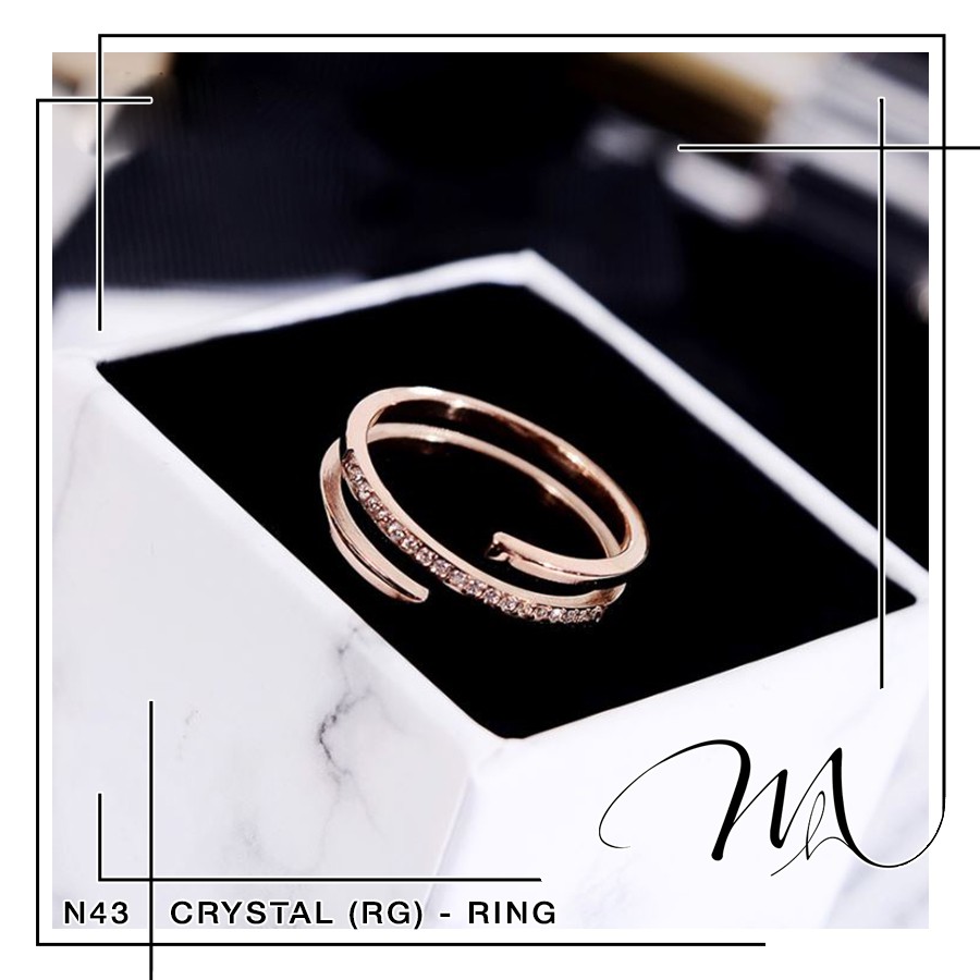 Nhẫn nữ Titan cao cấp  đính đá hở 3 vòng dễ thương - Măng’s House N45