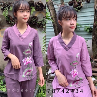 Đồ lam đi chùa✅✅ tim bầu in ✅✅ đồ đi chùa 🌸đồ bộ
