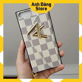Ốp lv caro trắng có ví, có dây đeo + gương soi - iphone 6/6plus/x/xs/xs max