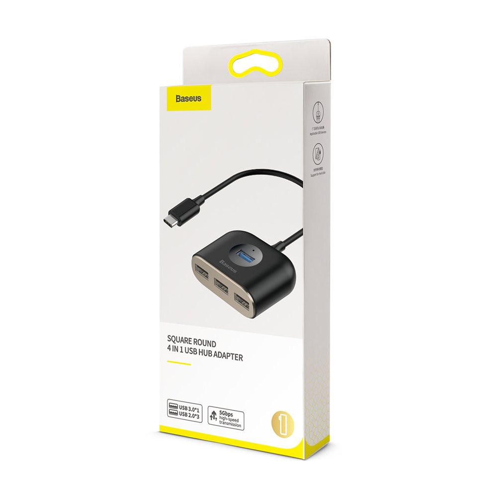 [1TypeC ra 4 USB] Hub Bộ chia cổng Baseus Square Round CAHUB-BY01