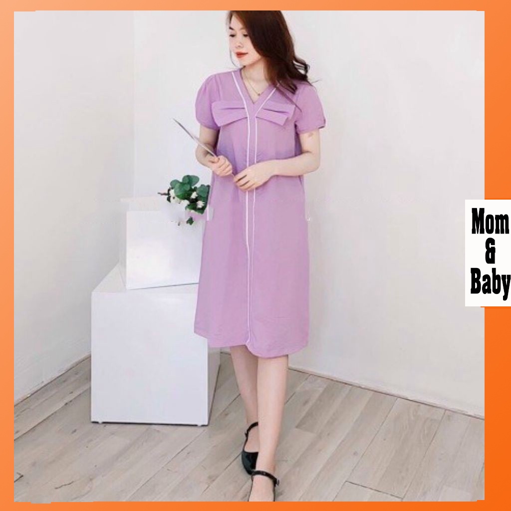 Váy bầu thời trang thiết kế M286 chất đũi hàn freesize từ 45 đến 70kg
