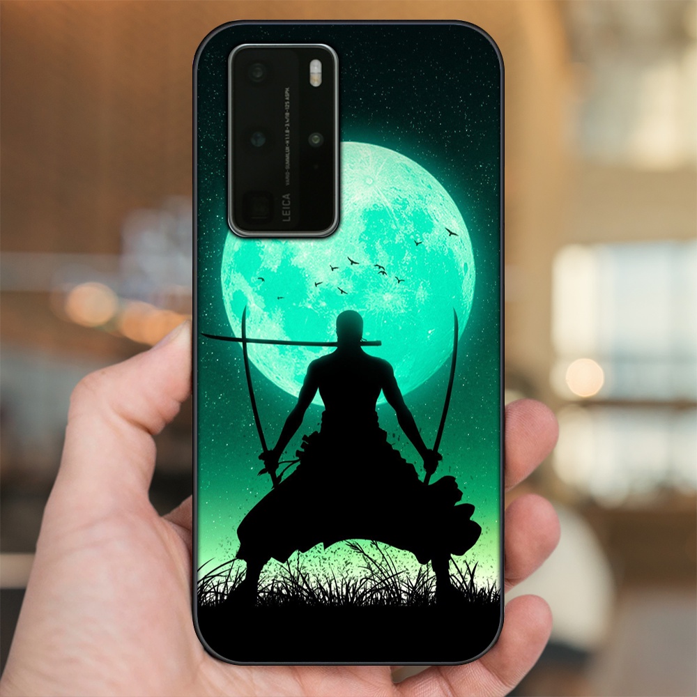 Ốp lưng Huawei P40 Pro viền đen in hình Zoro One Piece