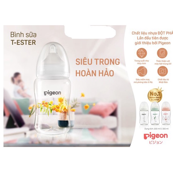 Bình sữa Pigeon T-Ester Plus – Chiếc Lá 200ml/300ml