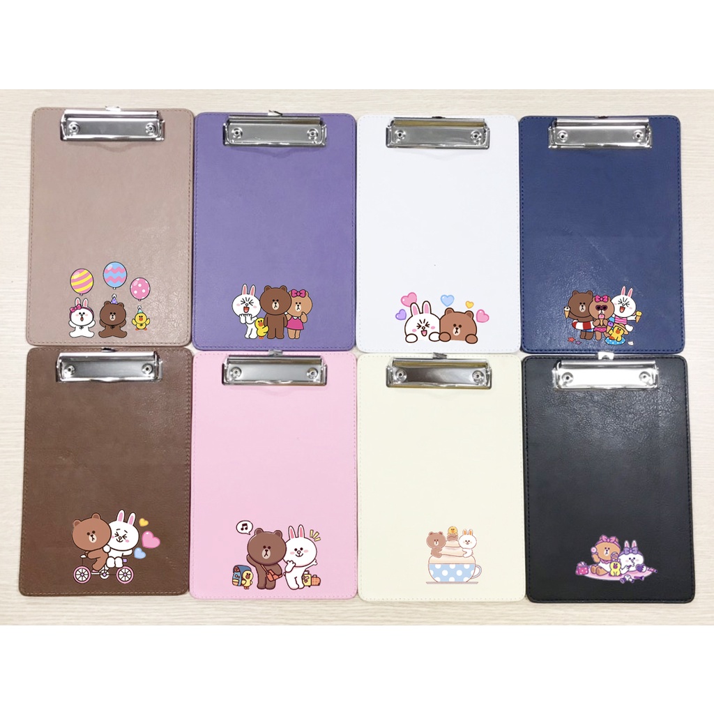 kẹp tài liệu gấu brown thỏ cony vịt sally KTLD17 dễ thương cute da pu 23*15cm idol hoạt hình trình kí