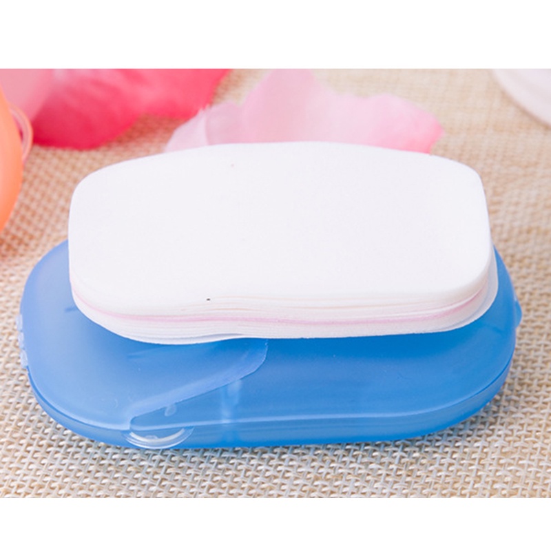 Set 20 Tấm Lót Bàn Tay Wegwerp Mini Reizen Zeep Papier Met Draagbare Zeepbakje
