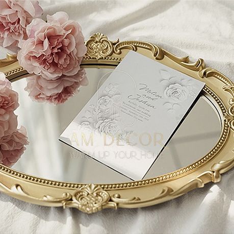 Khay gương phong cách Retro đạo cụ chụp hình trang sức, mỹ phẩm decor trang trí phòng ngủ sang trọng - AM Decor