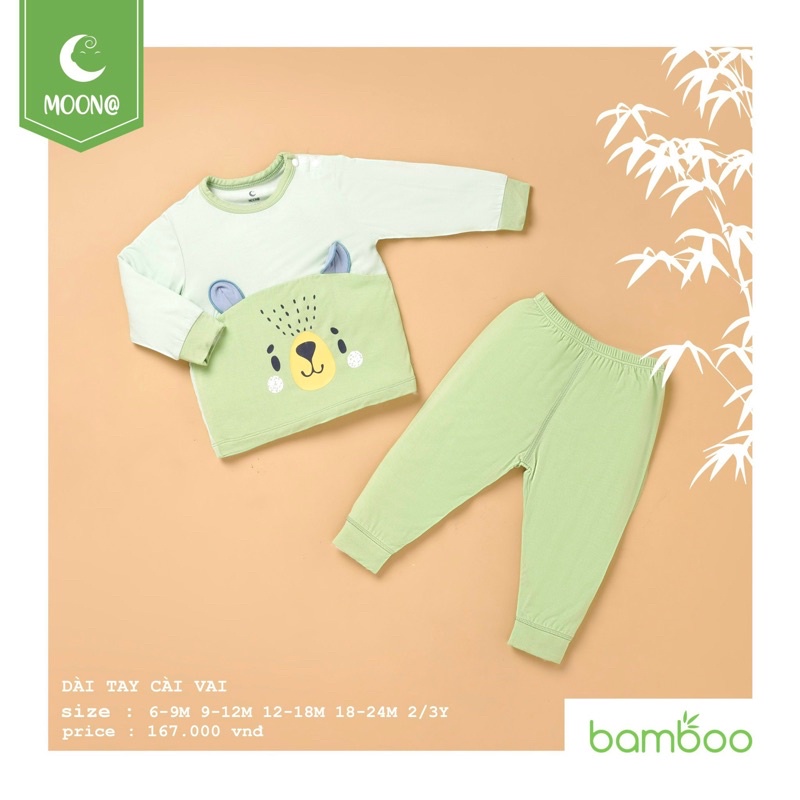 Bộ dài tay vải bamboo cho bé mặc điều hoà