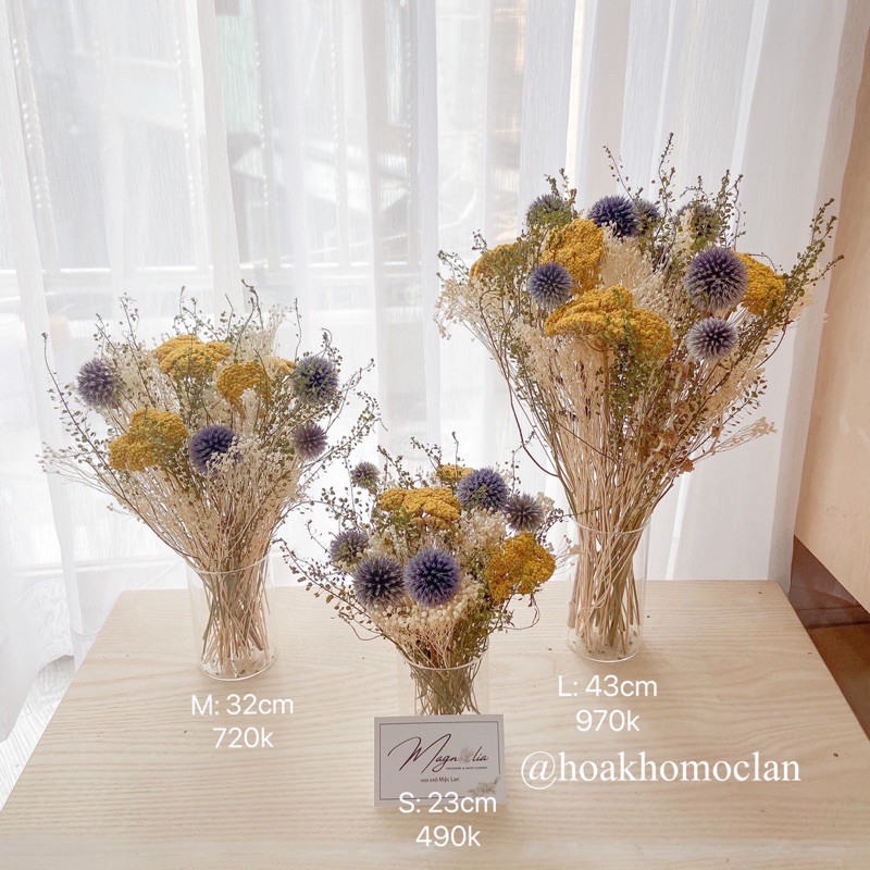 Set Chậu thuỷ tinh hoa khô decor trang trí phong cách Bắc Âu Vintage